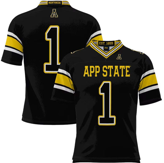 #1 A.State Mountaineers GameDay Greats Endzone Football Jersey - Black Stitched American College Jerseys