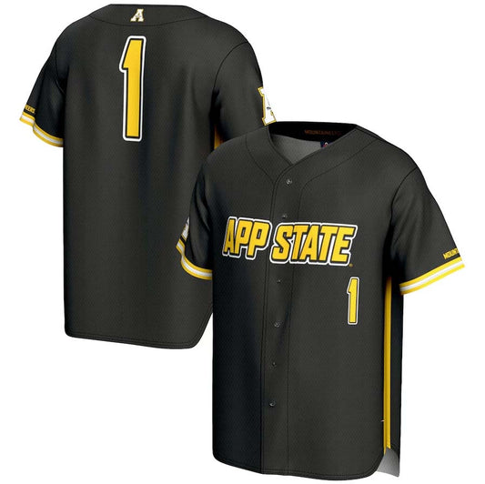 #1 A.State Mountaineers GameDay Greats Lightweight Baseball Fashion Jersey - Black Stitched American College Jerseys