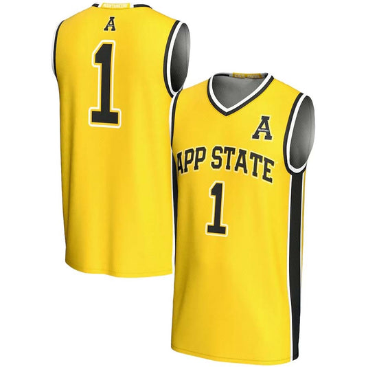 #1 A.State Mountaineers GameDay Greats Lightweight Basketball Jersey - Gold Stitched American College Jerseys