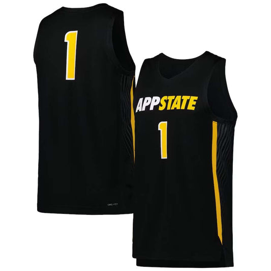 #1 A.State Mountaineers Replica Basketball Jersey - Black Stitched American College Jerseys