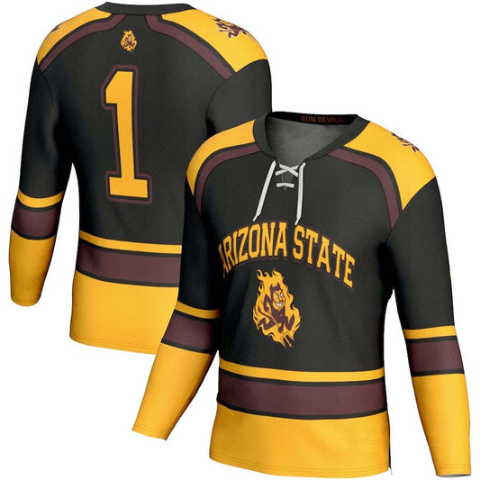 #1 A.State Sun Devils GameDay Greats Ice Hockey Fashion Jersey - Black Stitched American College Jerseys