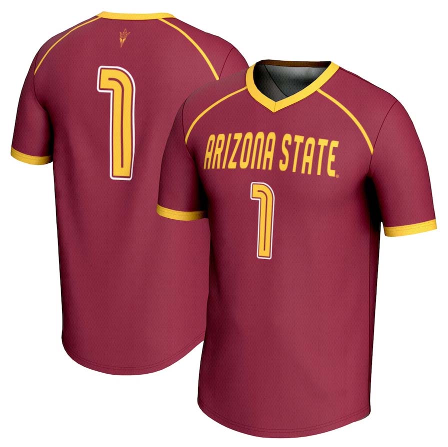 #1 A.State Sun Devils GameDay Greats Unisex Lightweight Lacrosse Jersey - Maroon Stitched American College Jerseys