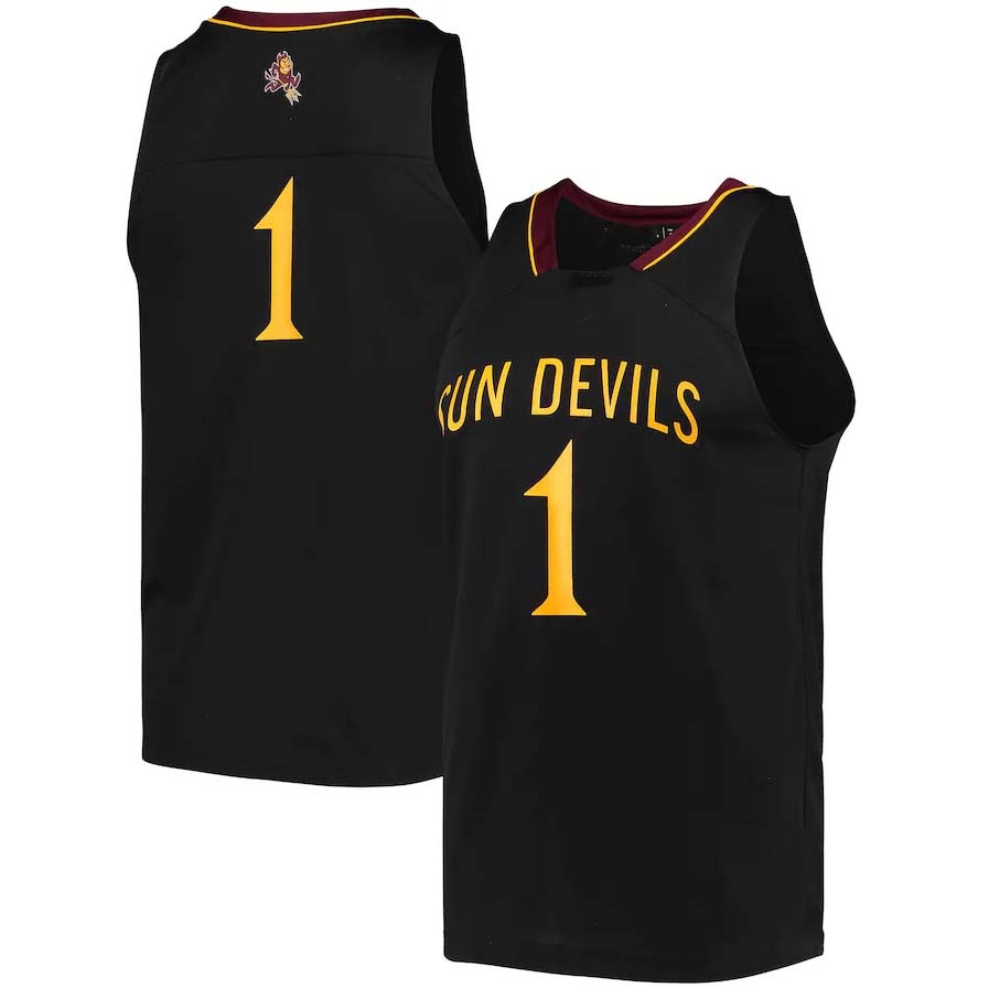 #1 A.State Sun Devils Reverse Retro Jersey - Black Stitched American College Jerseys