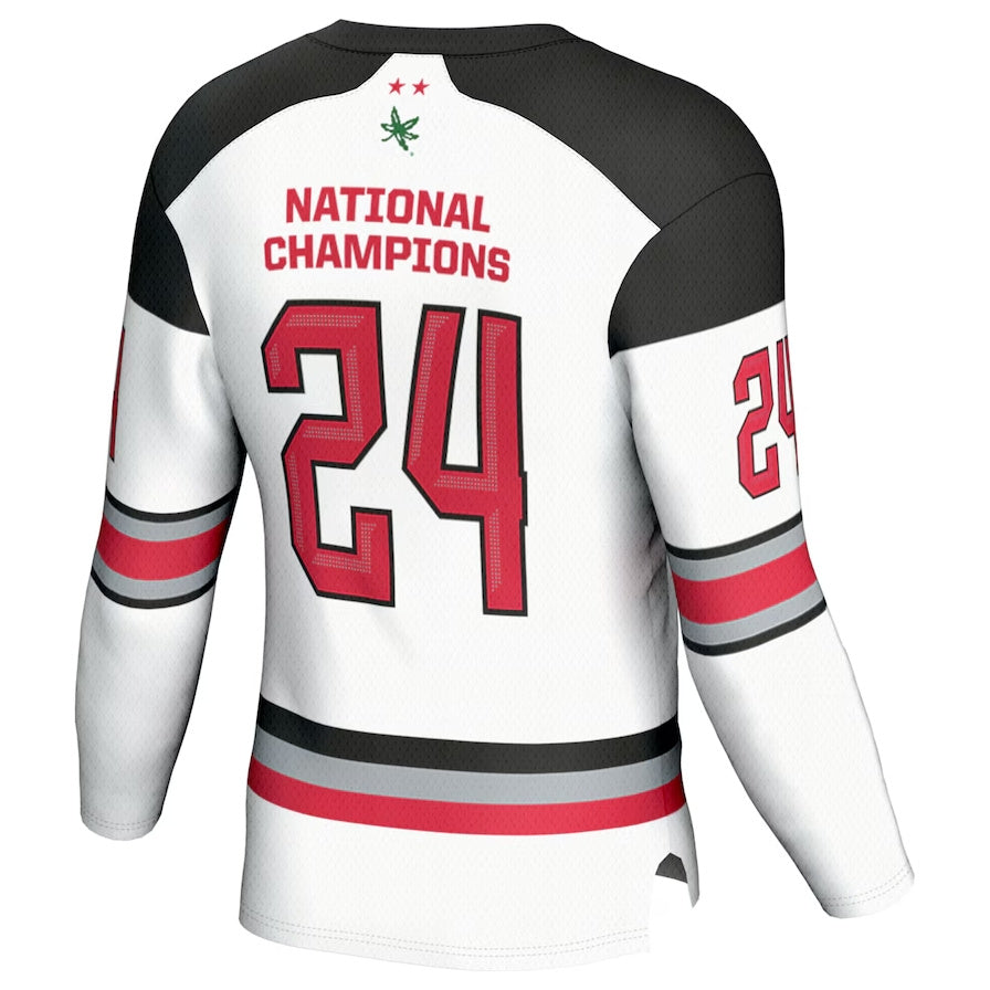 #24 O.State Buckeyes GameDay Greats 2024 Ice Hockey National Champions Fashion Jersey - White American College Jerseys