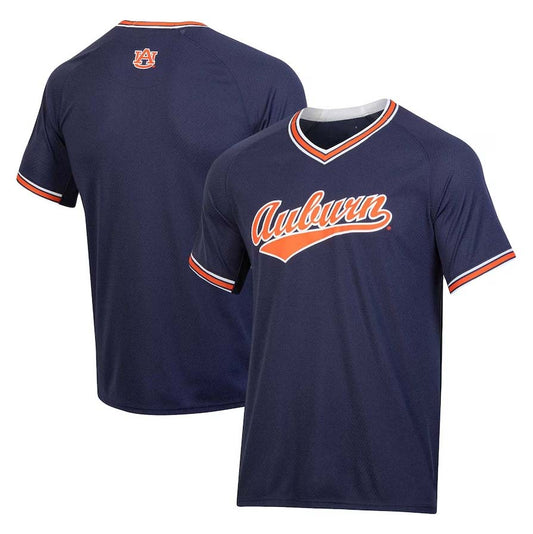 A.Tigers Under Armour Softball V-Neck Jersey - Navy Stitched American College Jerseys