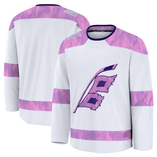 C.Hurricanes Fanatics 2024 Hockey Fights Cancer Practice Jersey - White Stitched American Hockey Jerseys