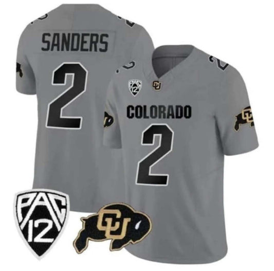 C.Buffaloes #2 Shadeur Sanders 2024 Gray Home Alternative Football Stitched American College Jerseys