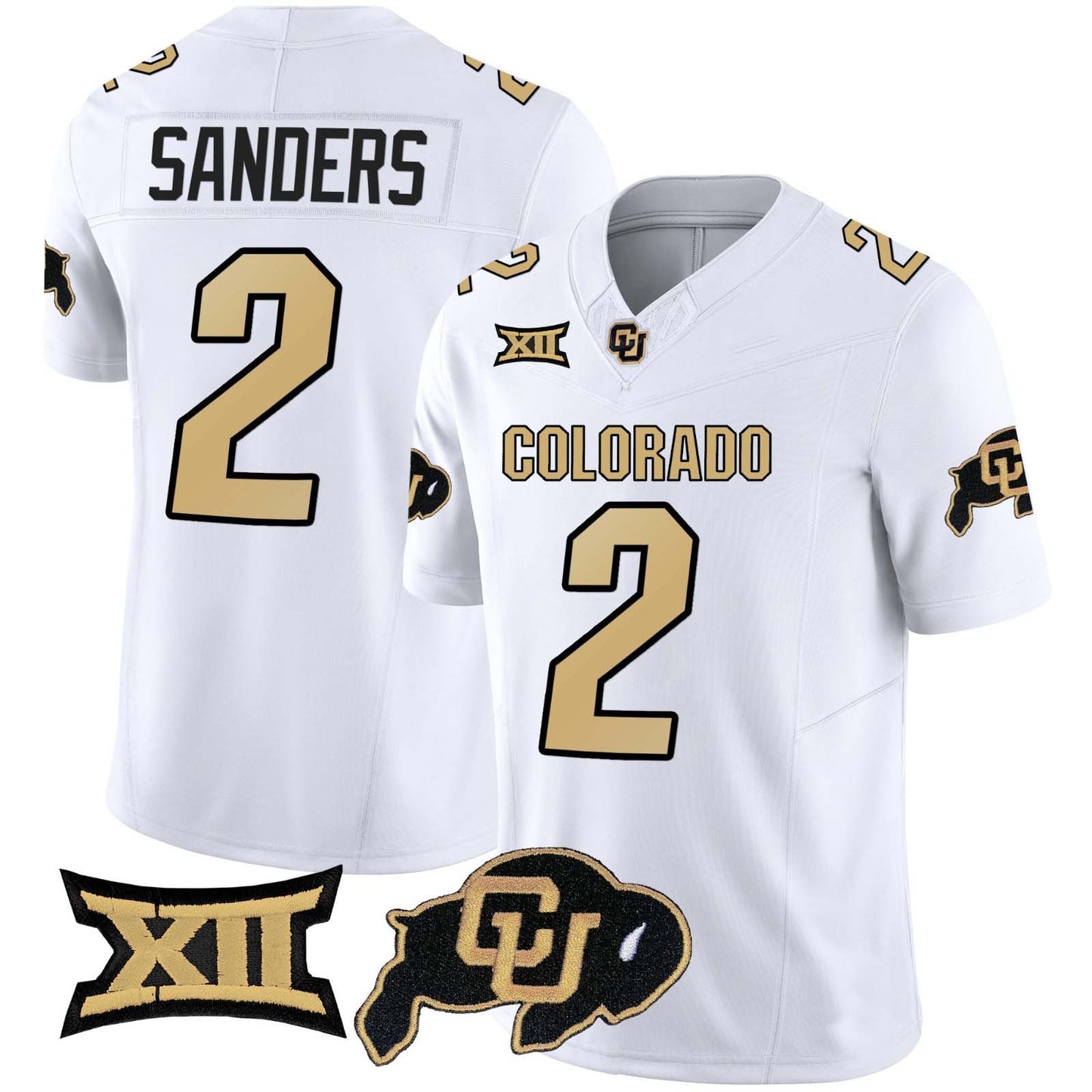 C.Buffaloes #2 Shadeur Sanders 2024 White Home Alternative Football Stitched American College Jerseys