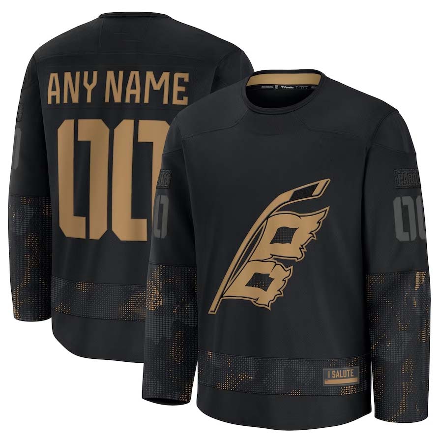 Custom C.Hurricanes Fanatics 2024 Military Appreciation Personalized Long Sleeve Practice Jersey - Black Stitched American Hockey Jerseys