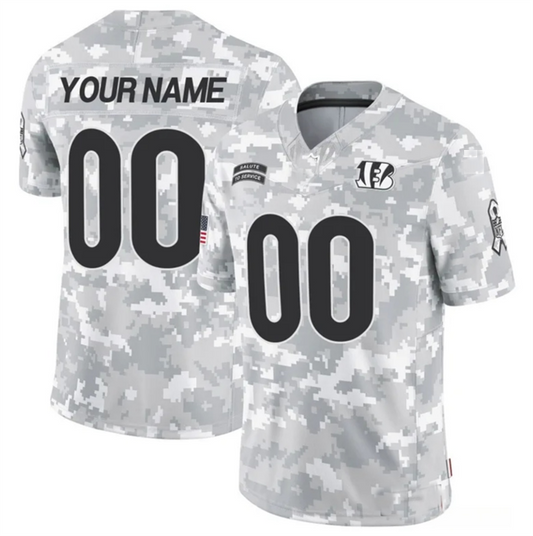 Custom C.Bengals Active Player 2024 F.U.S.E Arctic Camo Salute To Service Limited Stitched Football Jersey