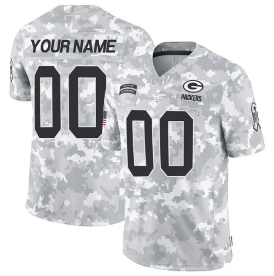 Custom GB.Packers Active Player 2024 F.U.S.E Arctic Camo Salute To Service Limited Stitched Football Jersey