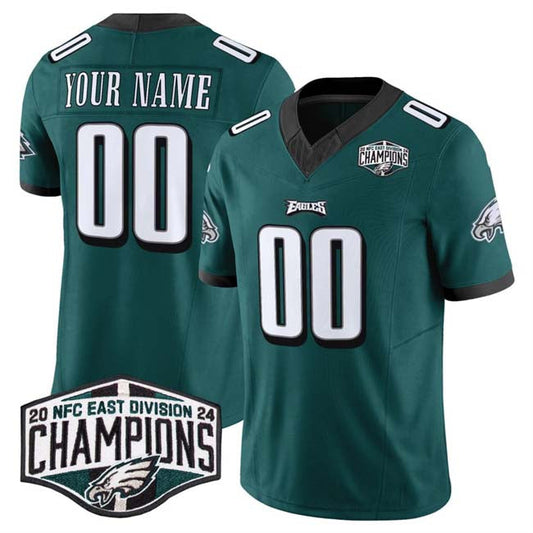 Custom P.Eagles Active Player Green 2024 East Champions F.U.S.E. Vapor Untouchable Limited Stitched American Football Jerseys