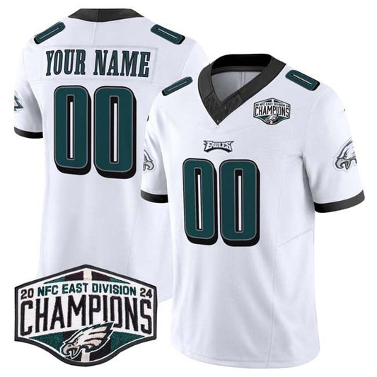 Custom P.Eagles Active Player White 2024 East Champions F.U.S.E. Vapor Untouchable Limited Stitched American Football Jerseys