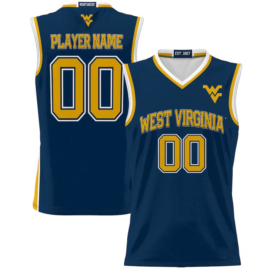 W.Virginia Mountaineers GameDay Greats NIL Pick-A-Player Lightweight Basketball Jersey - Blue American College Jerseys