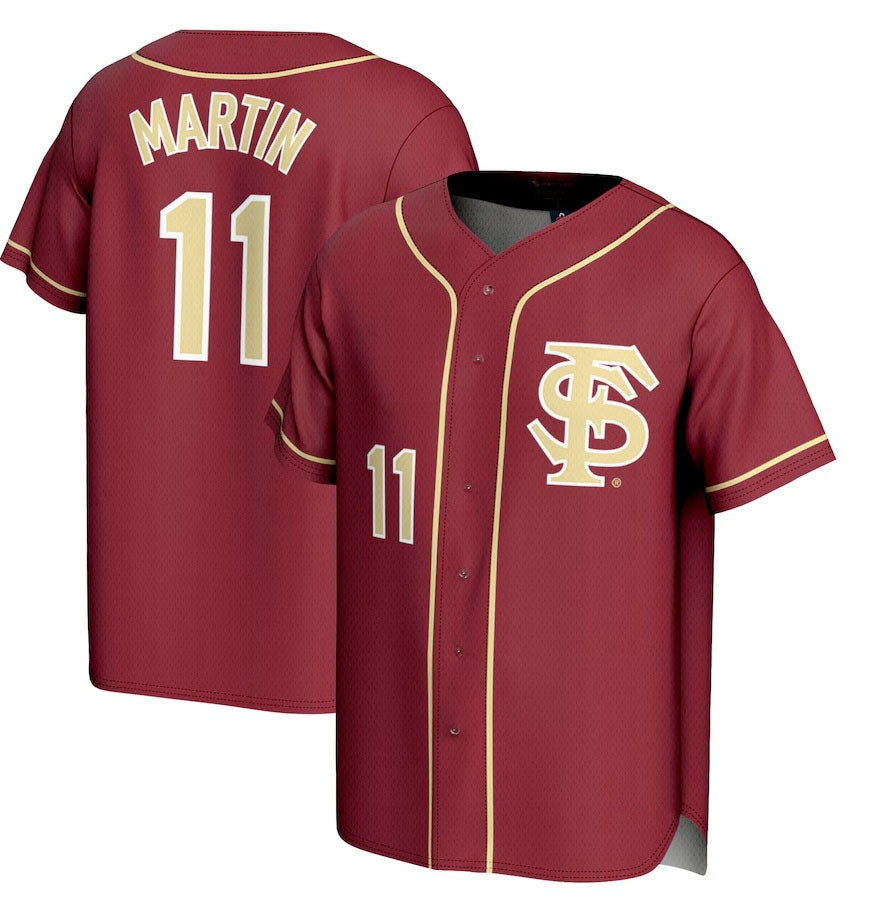 F.State Seminoles #11 Mike Martin GameDay Greats Unisex Lightweight Baseball Jersey - Garnet American College Jerseys