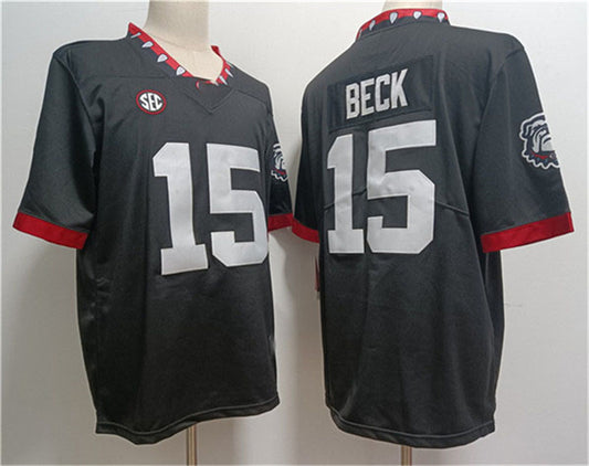 G.Bulldogs #15 Carson Beck Black Stitched Jersey College Jerseys