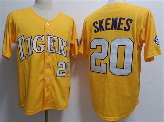 L.Tigers #20 Paul Skenes Gold 2023 Stitched Baseball Jersey American College Jerseys