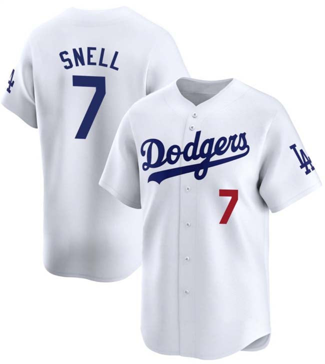 Los Angeles Dodgers #7 Blake Snell White 2024 Home Limited Stitched Baseball Jersey