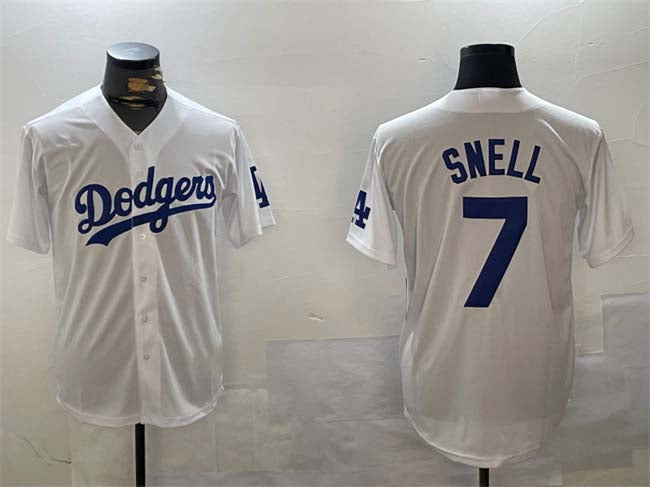 Los Angeles Dodgers #7 Blake Snell White Cool Base Stitched Baseball Jersey