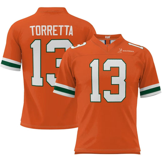 M.Hurricanes #13 Gino Torretta Heisman Football Jersey - Orange American College Jerseys