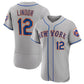 New York Mets #12 Francisco Lindor Gray Home Replica Player Jersey Baseball Jerseys