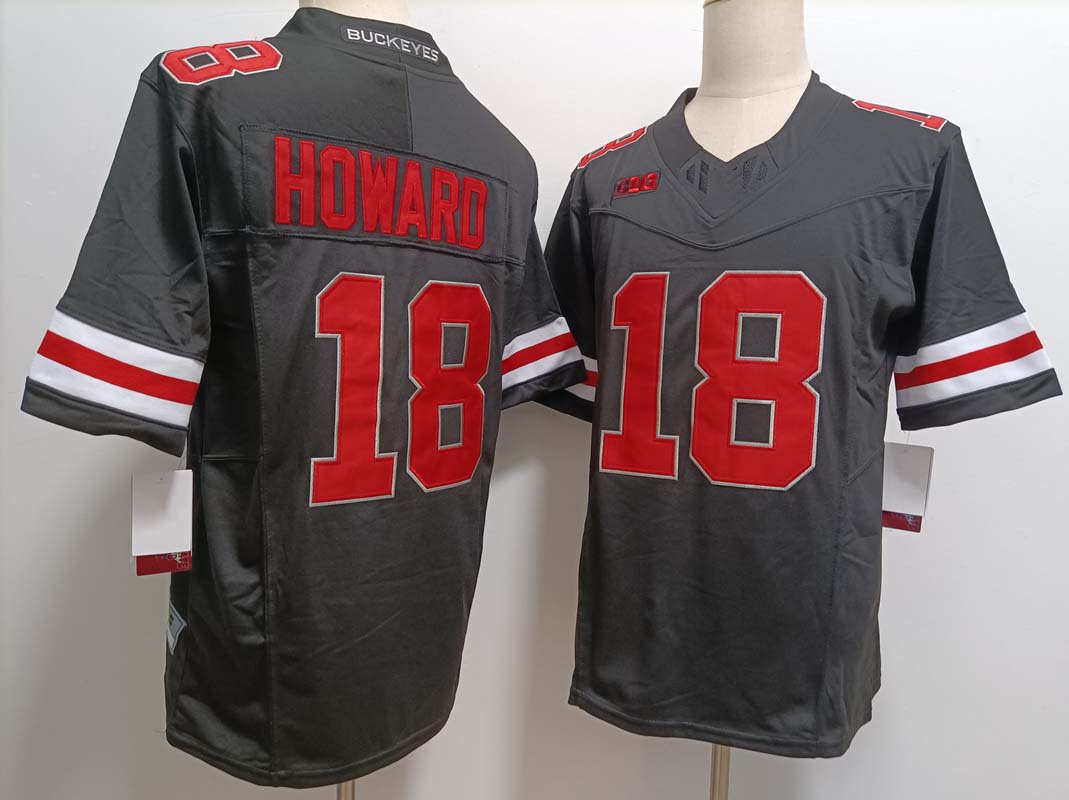 O.State Buckeyes #18 Will Howard Black FUSE Stitched American College Jerseys