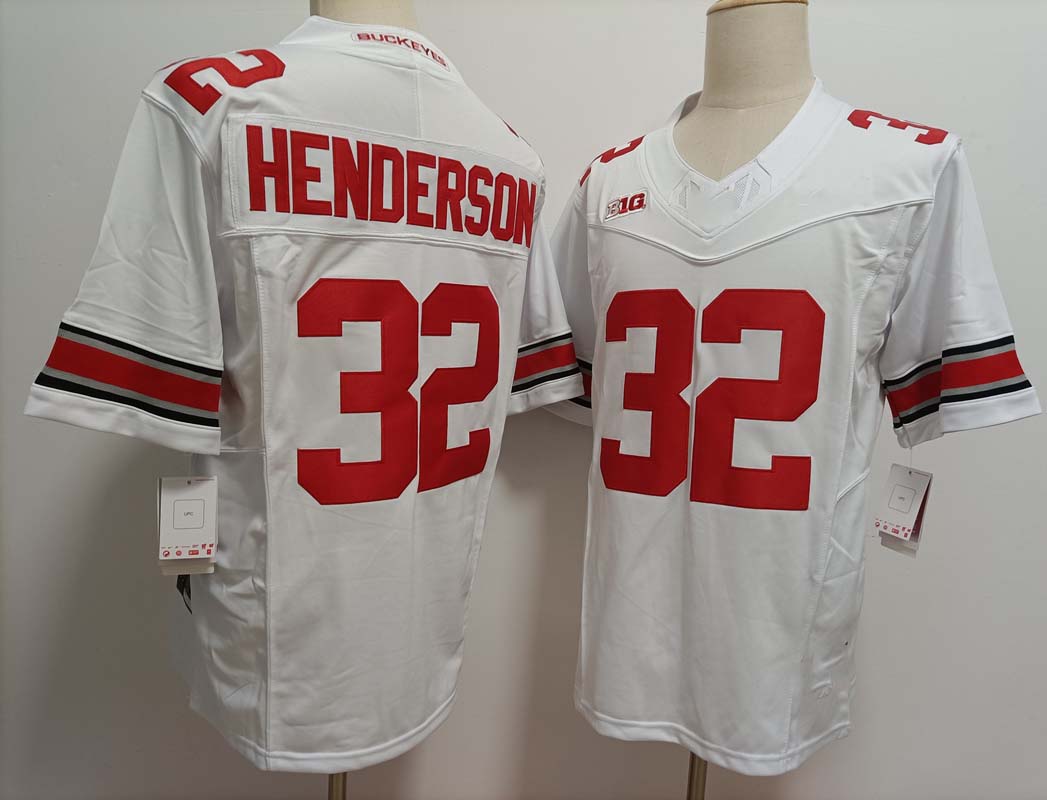 O.State Buckeyes #32 TreVeyon Henderson White FUSE Stitched American College Jerseys