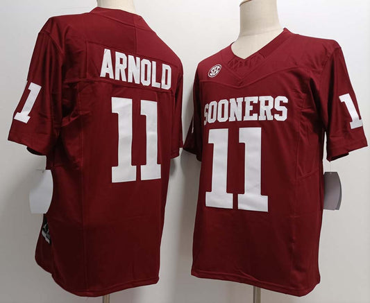 O.Sooners #11 Jackson Arnold Red FUSE  Stitched American College Jerseys