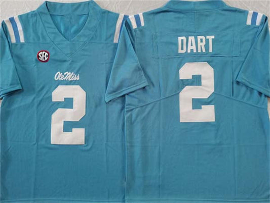 O.Miss Rebels #2 Jaxson Dart Blue FUSE Football Stitched American College Jerseys