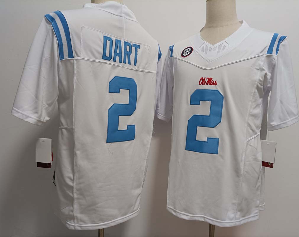 O.Miss Rebels #2 Jaxson Dart White 2024 F.U.S.E Football Stitched American College Jerseys