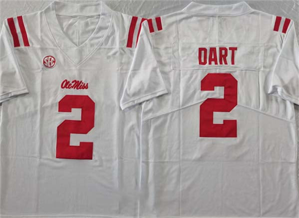 O.Miss Rebels #2 Jaxson Dart White FUSE Football Stitched American College Jerseys