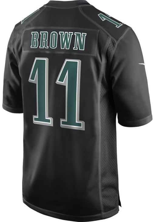 P.Eagles #11 A.J. Brown Black Carbon Football Stitched American Football Jerseys