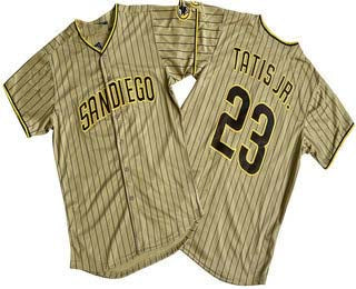 San Diego Padres #23 Fernando Tatis Jr Khaki Pinstripe Limited Stitched  Baseball Jersey