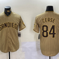 San Diego Padres #84 Dylan Cease Khaki Team Logo Stitched Cool Base Baseball Jersey