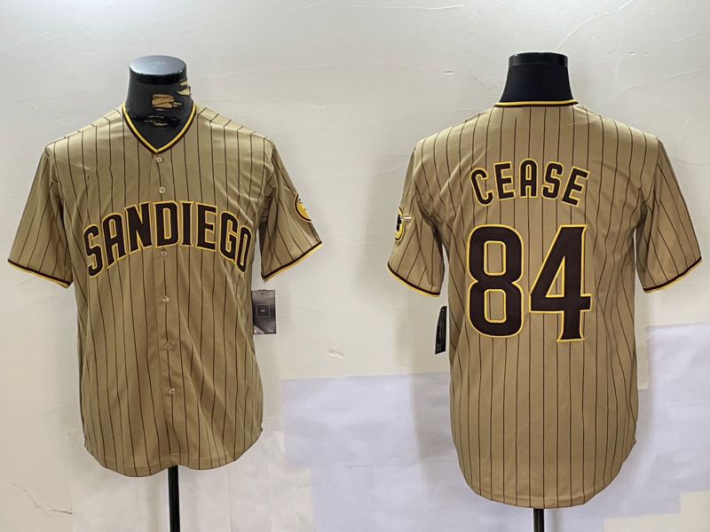 San Diego Padres #84 Dylan Cease Khaki Team Logo Stitched Cool Base Baseball Jersey