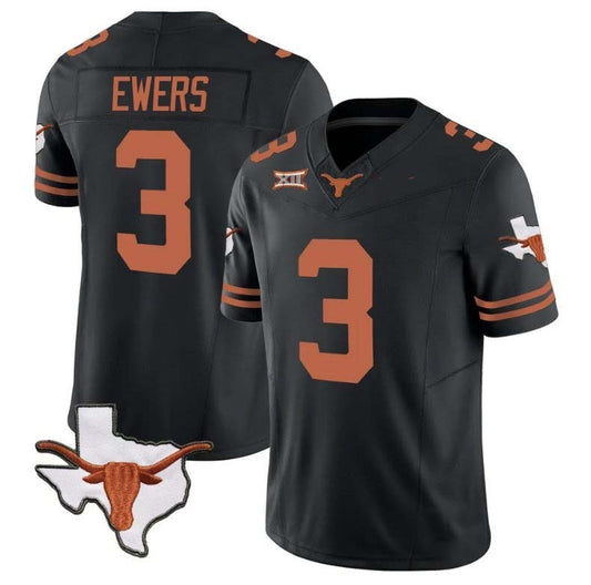 T.Longhorns #3 Quinn Ewers Vapor Limited Football Black Stitched American College Jerseys