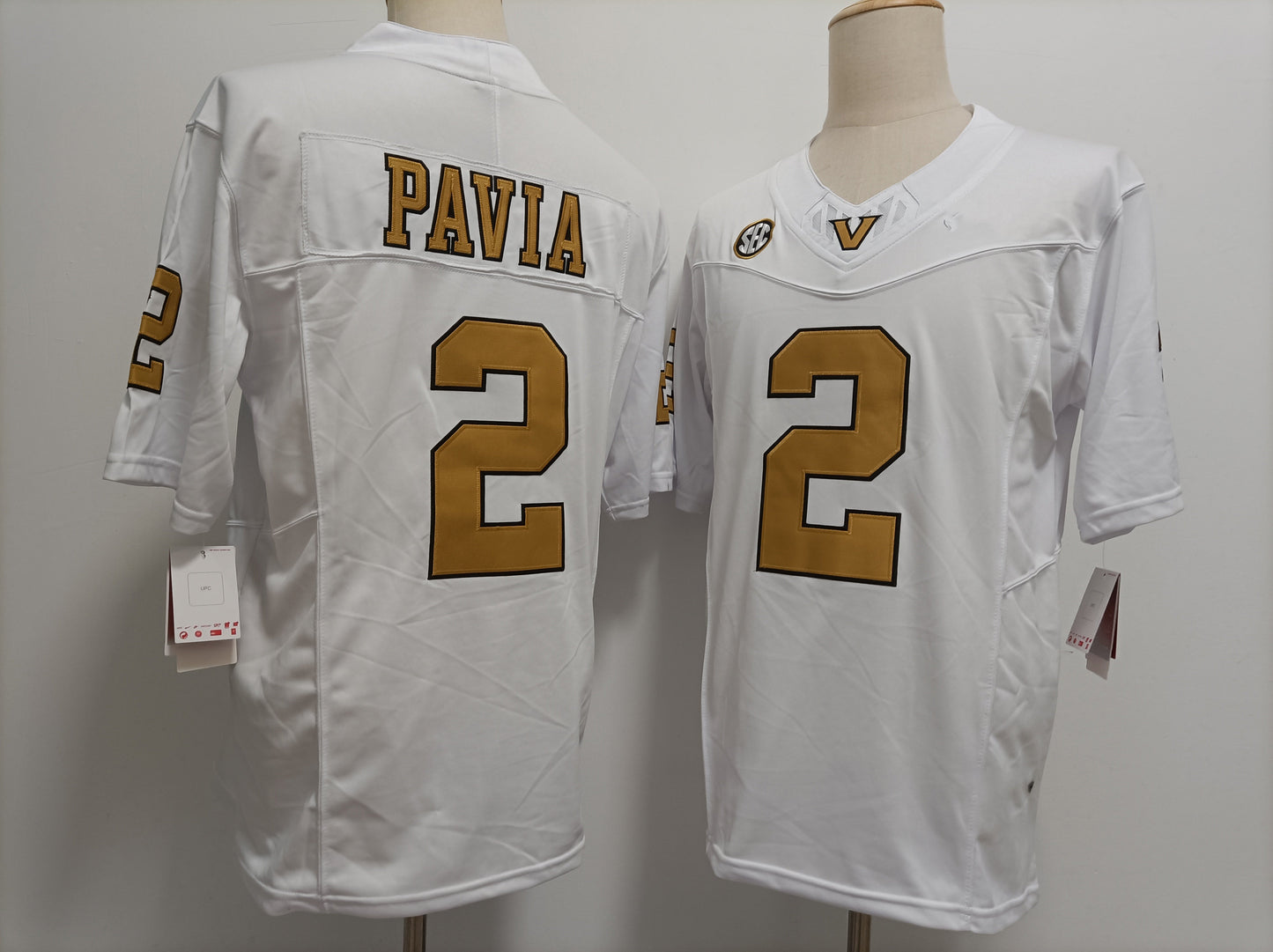 V.Commodores #2 Diego Pavia White Gold FUSE Football Stitched American College Jerseys