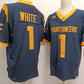 W.Virginia Mountaineers #1 Jahiem White Navy FUSE American College Jerseys