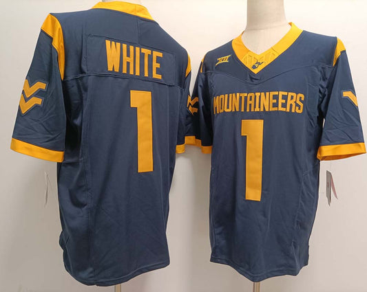 W.Virginia Mountaineers #1 Jahiem White Navy FUSE American College Jerseys