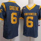 W.Virginia Mountaineers #6 Garrett Greene Navy FUSE Stitched American College Jerseys