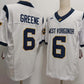 W.Virginia Mountaineers #6 Garrett Greene White FUSE Stitched American College Jerseys