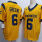 W.Virginia Mountaineers #6 Garrett Greene Yellow FUSE Stitched American College Jerseys