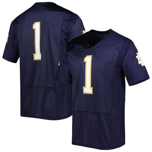 #1 N.Dame Fighting Irish Under Armour Team Wordmark Replica Football Jersey Navy Stitched American College Jerseys