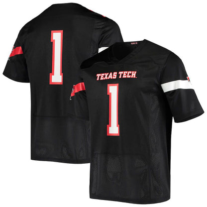 #1 T.Tech Red Raiders Under Armour Logo Replica Football Jersey Black Stitched American College Jerseys