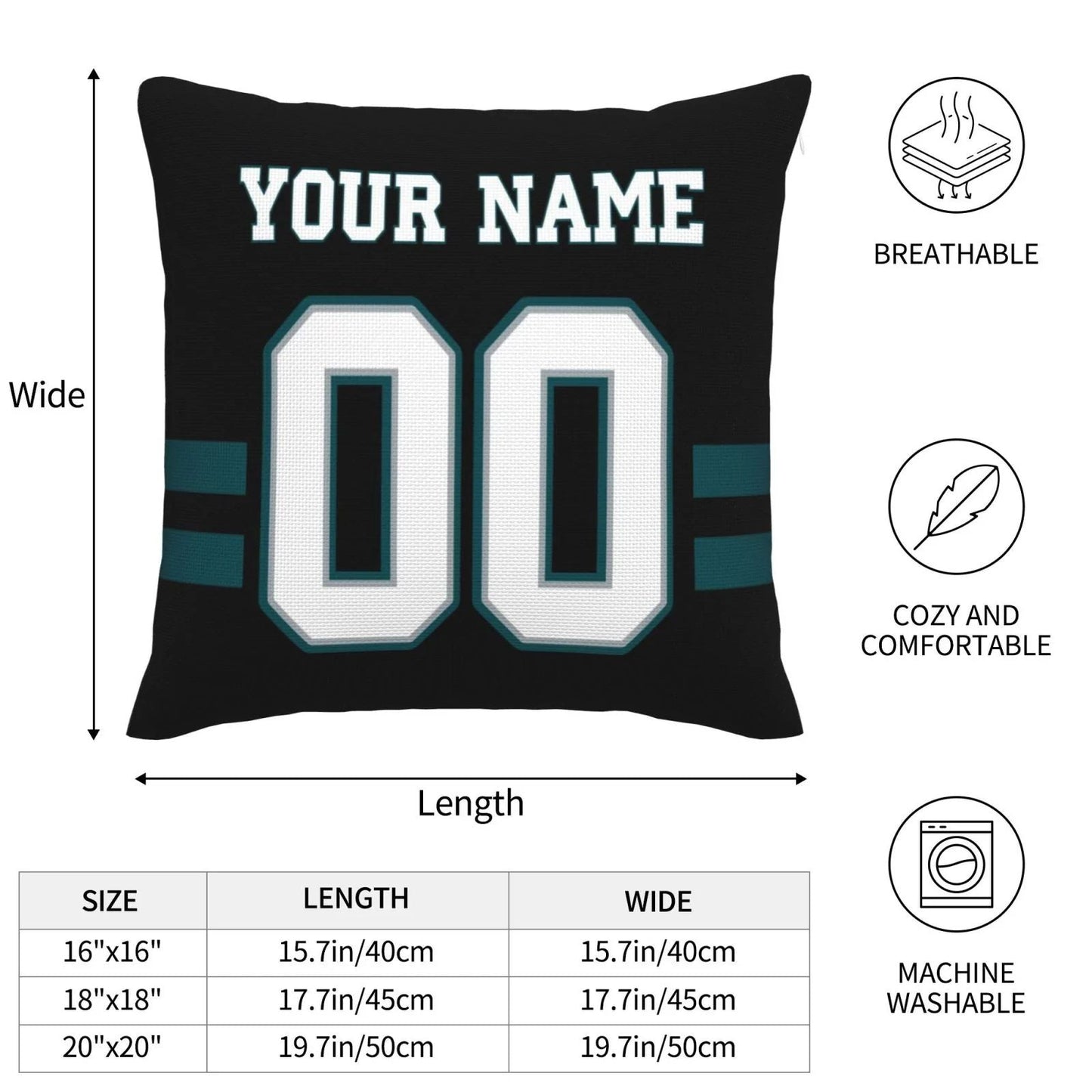 Custom P.Eagles Pillow Decorative Throw Pillow Case - Print Personalized Football Team Fans Name & Number Birthday Gift Football Pillows