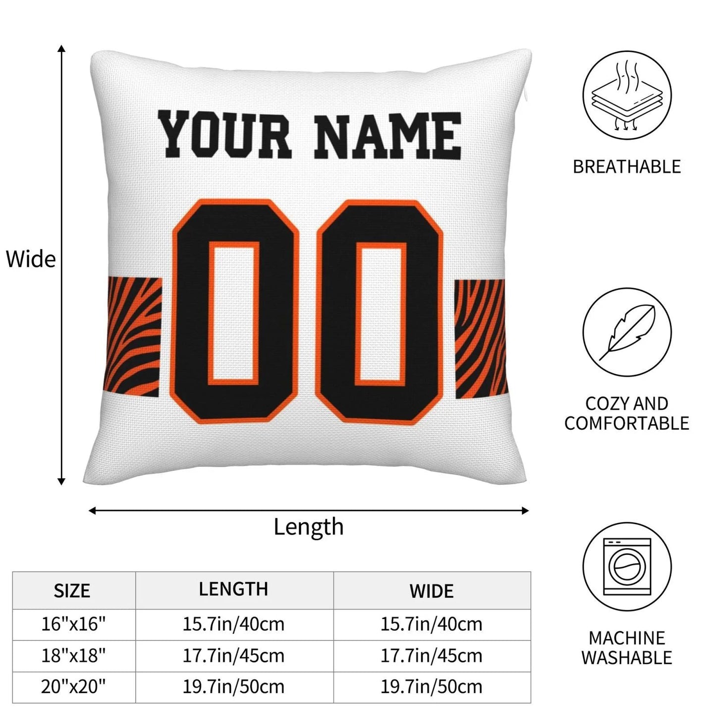 Custom C.Bengals Pillow Decorative Throw Pillow Case - Print Personalized Football Team Fans Name & Number Birthday Gift Football Pillows