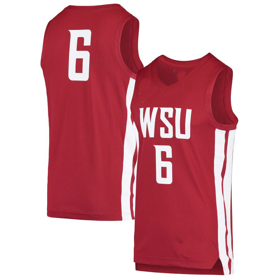 #6 W.State Cougars Replica Basketball Jersey Crimson Stitched American College Jerseys