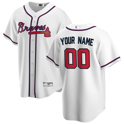 Custom Atlanta Braves White Home Replica Custom Jersey Stitched Jersey Baseball Jersey