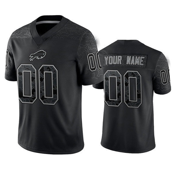 Custom Football Jerseys B.Bills Active Player Black Reflective Limited  American Stitched Jerseys