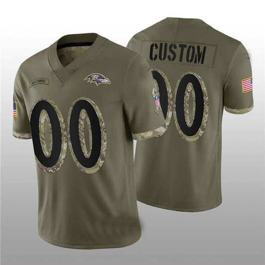 Custom Football Jerseys B.Ravens ACTIVE PLAYER 2022 Olive Salute To Service Limited  American Stitched Jerseys